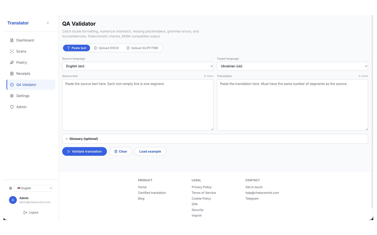 ChatsControl - AI document translation platform - 2
